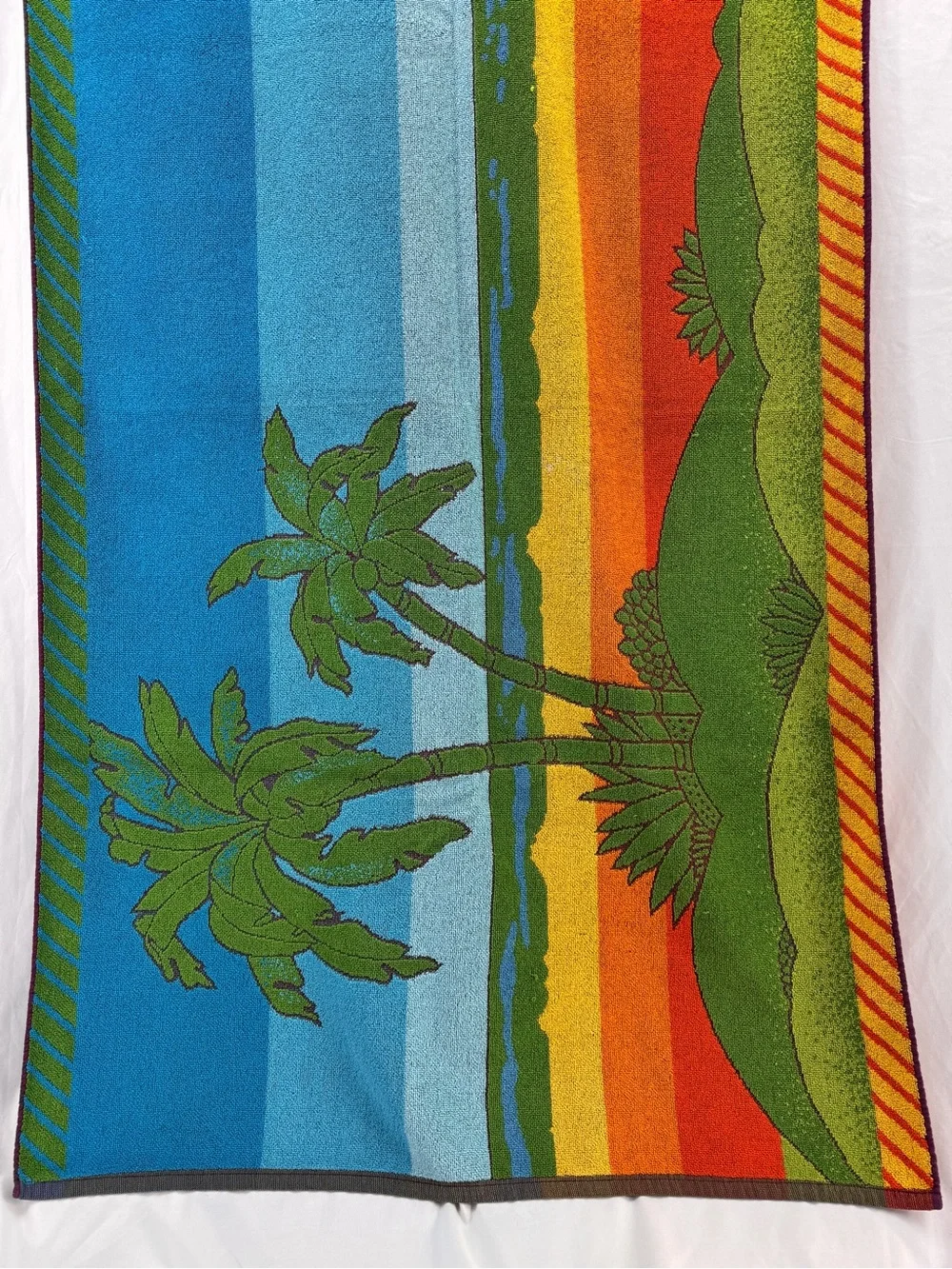 Vintage Seven Seas Tropical Palm Tree Beach Towel Retro Kitsch 70s/80s